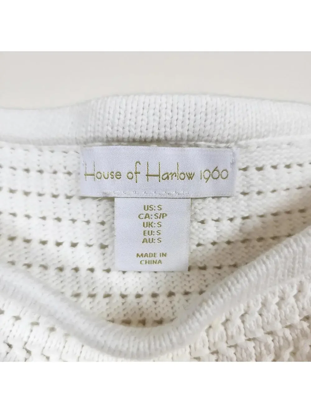 House of Harlow 1960 White Knit Stretch Midi Skirt Size Medium Pencil Style Boho